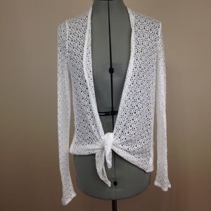 Style & Co. White Open-Knit Cardigan